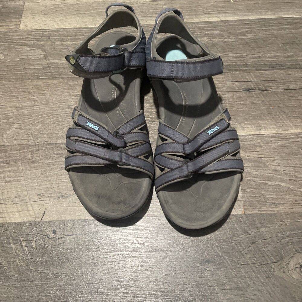 Teva Tirra Women's Sport Sandals Gray Blue Adjustable Strappy Hiking Size 9.5